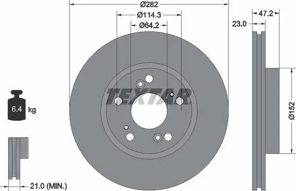 Textar Front Coated Brake Disc Pro Vented 92144403 282mm - image 4