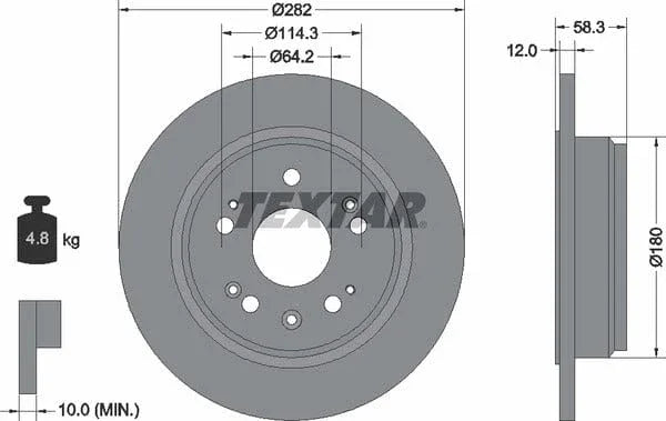 Textar Rear Brake Disc Solid 92144500 282mm - image 4