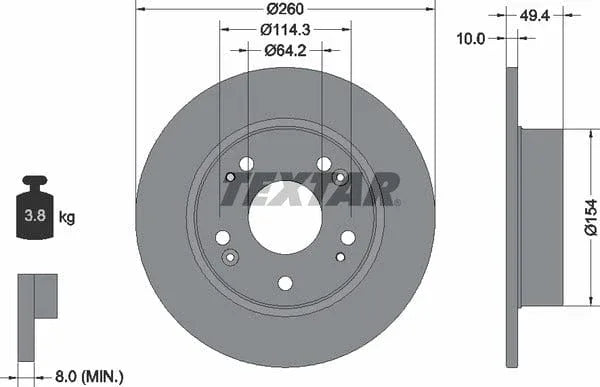 Textar Rear Brake Disc Pro Solid 92144603 260mm - image 4