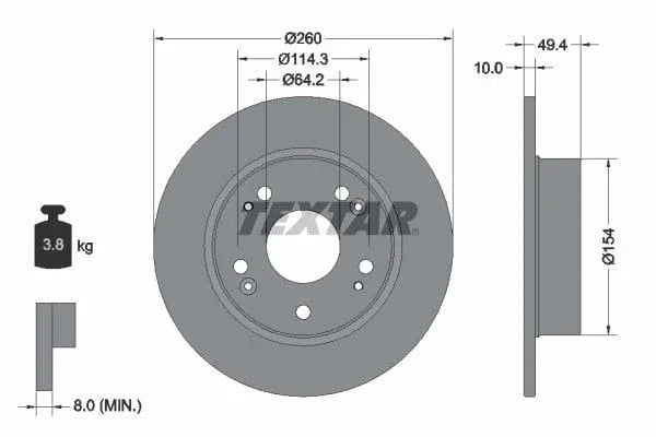 Textar Rear Brake Disc Pro Solid 92144603 260mm - image 3