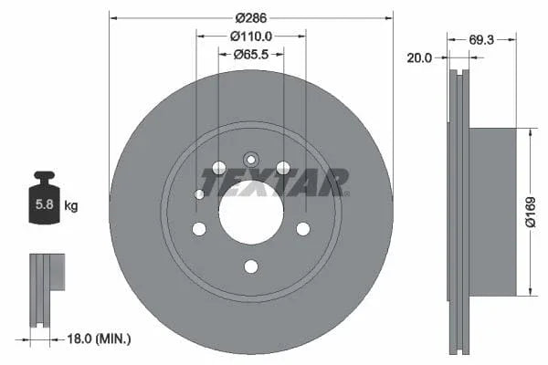 Textar Rear Brake Disc Vented 92144900 286mm - image 3