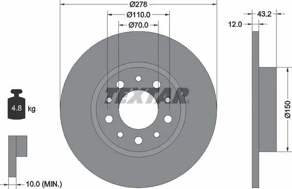 Textar Rear Brake Disc Pro Solid 92145203 278mm - image 4