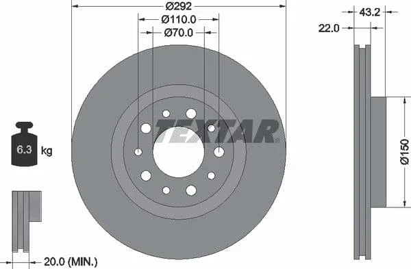 Textar Rear Brake Disc Pro Vented 92145303 292mm - image 4