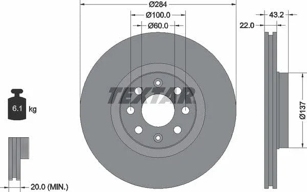 Textar Front Coated Brake Disc Pro Vented 92145803 284mm - image 4
