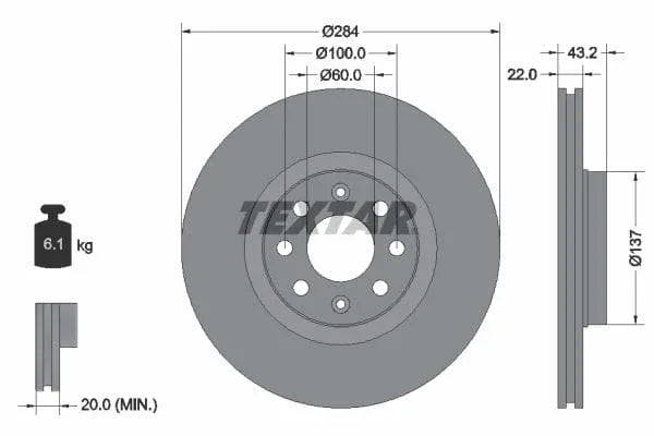 Textar Front Coated Brake Disc Pro Vented 92145803 284mm - image 3
