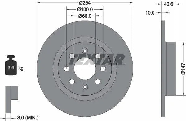 Textar Rear Brake Disc Pro Solid 92145903 264mm - image 4