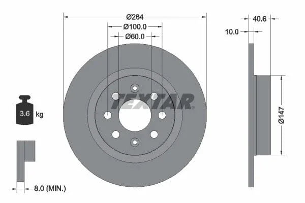 Textar Rear Brake Disc Pro Solid 92145903 264mm - image 3