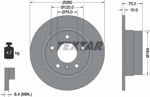 Textar Rear Brake Disc Pro Solid 92146003 280mm - image 4