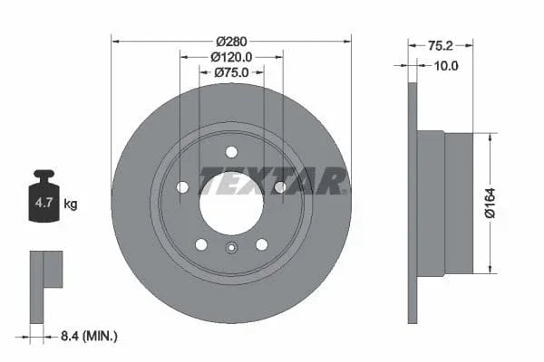 Textar Rear Brake Disc Pro Solid 92146003 280mm - image 3