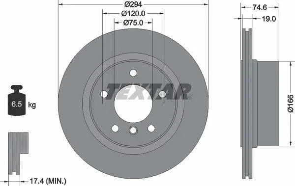 Textar Rear Brake Disc Pro Vented 92146103 294mm - image 4