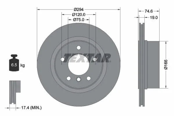 Textar Rear Brake Disc Pro Vented 92146103 294mm - image 3