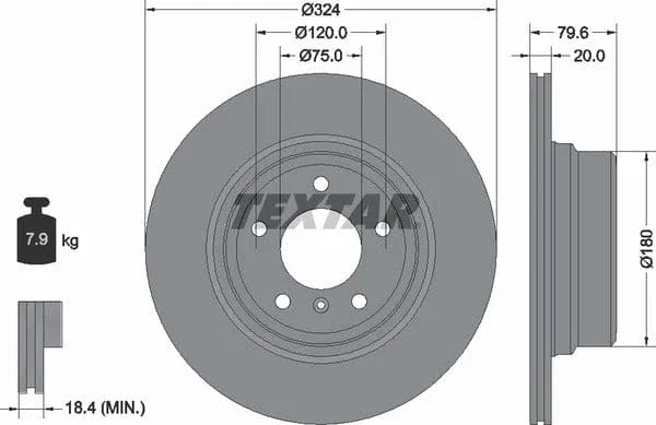 Textar Rear Brake Disc Pro Vented 92146303 324mm - image 4