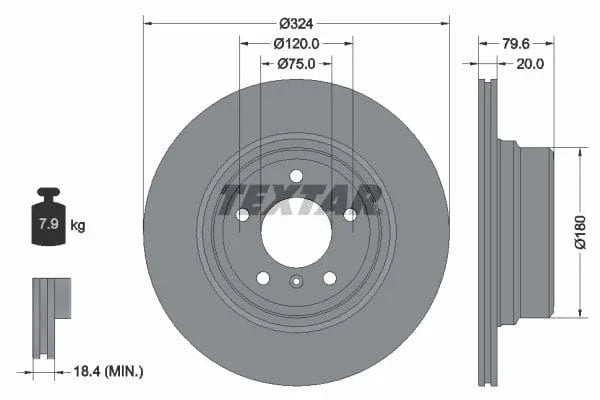Textar Rear Brake Disc Pro Vented 92146303 324mm - image 3