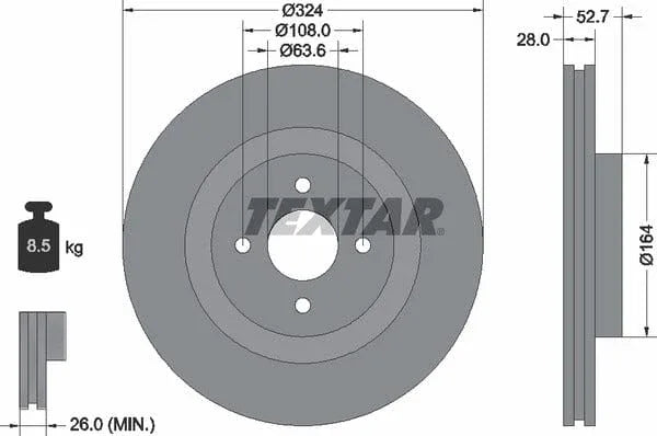 Textar Front Brake Disc Vented 92146400 324mm - image 4
