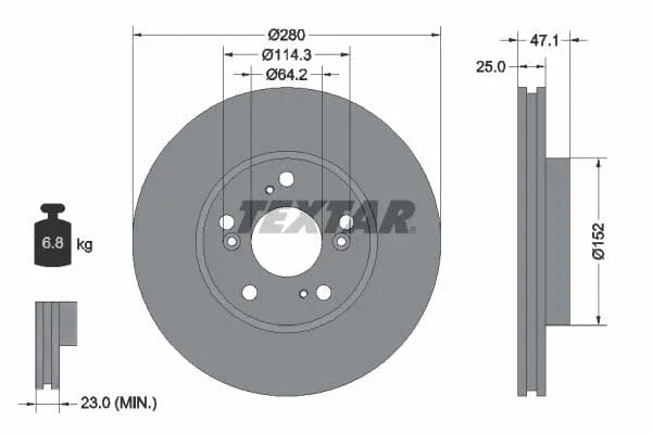 Textar Front Coated Brake Disc Pro Vented 92146603 280mm - image 3