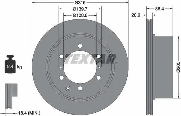 Textar Rear Brake Disc Pro Vented 92146703 315mm - image 4