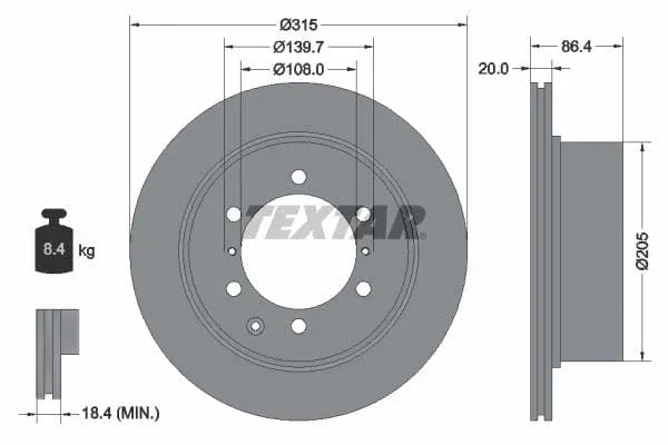 Textar Rear Brake Disc Pro Vented 92146703 315mm - image 3