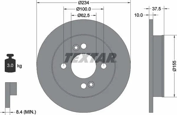 Textar Rear Brake Disc Pro Solid 92147203 234mm - image 4
