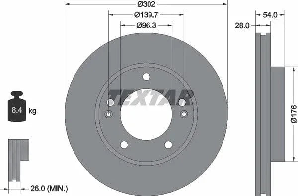 Textar Front Coated Brake Disc Pro Vented 92147303 302mm - image 4