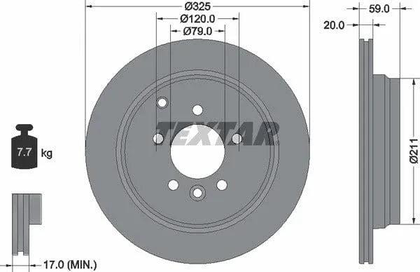 Textar Rear Brake Disc Pro Vented 92147603 325mm - image 4