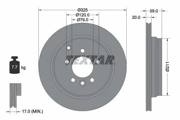 Textar Rear Brake Disc Pro Vented 92147603 325mm - image 3