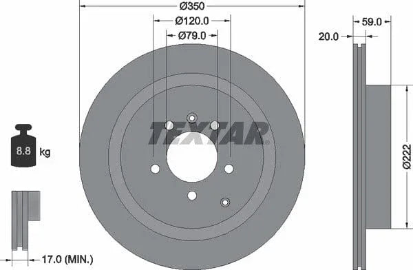 Textar Rear Brake Disc Pro Vented 92147703 350mm - image 4