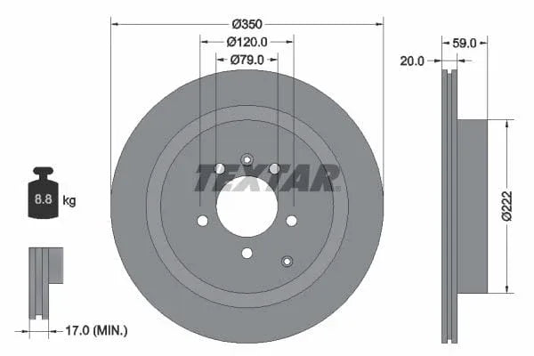 Textar Rear Brake Disc Pro Vented 92147703 350mm - image 3
