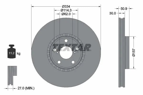 Textar Front Coated Brake Disc Pro Vented 92147803 334mm - image 3