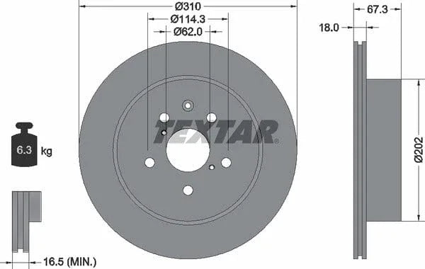 Textar Rear Brake Disc Pro Vented 92148003 310mm - image 4