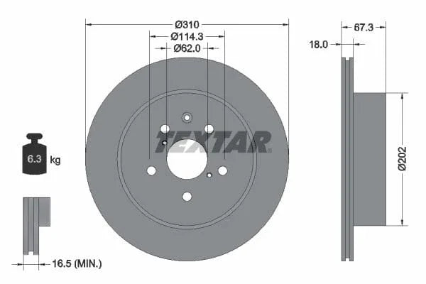 Textar Rear Brake Disc Pro Vented 92148003 310mm - image 3