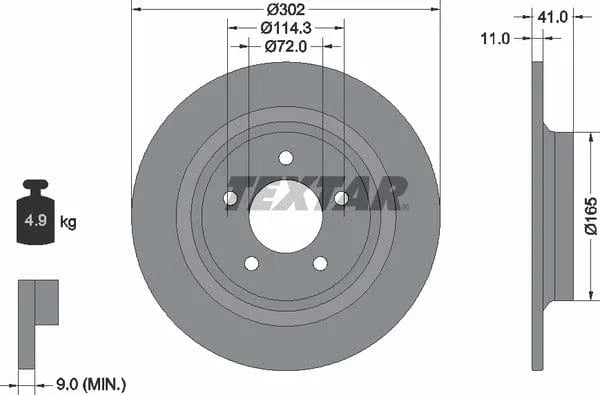 Textar Rear Brake Disc Solid 92148200 302mm - image 4