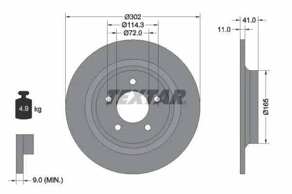 Textar Rear Brake Disc Solid 92148200 302mm - image 3
