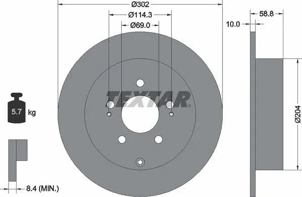 Textar Rear Brake Disc Pro Solid 92148403 302mm - image 4