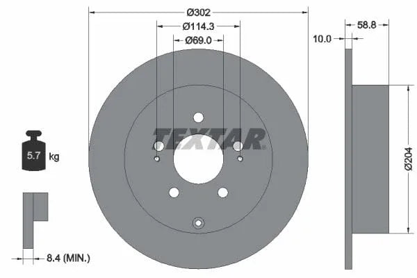 Textar Rear Brake Disc Pro Solid 92148403 302mm - image 3