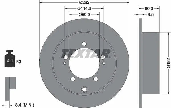 Textar Rear Brake Disc Solid 92148600 262mm - image 4