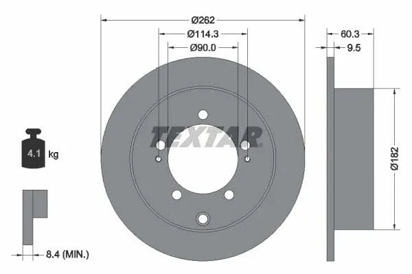 Textar Rear Brake Disc Solid 92148600 262mm - image 3