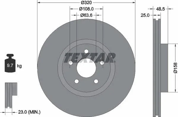 Textar Front Coated High-Carbon Brake Disc Pro+ Vented 92149105 320mm - image 4