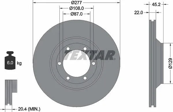 Textar Front Brake Disc Vented 92149400 277mm - image 4