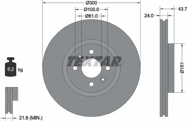 Textar Front Coated Brake Disc Pro Vented 92149503 300mm - image 4