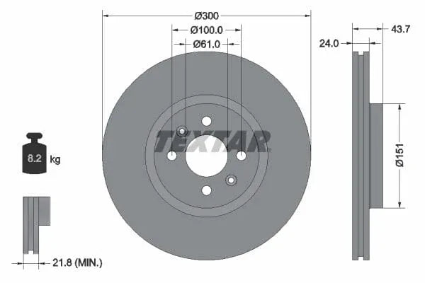 Textar Front Coated Brake Disc Pro Vented 92149503 300mm - image 3