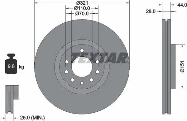 Textar Front Coated Brake Disc Pro Vented 92149803 321mm - image 4