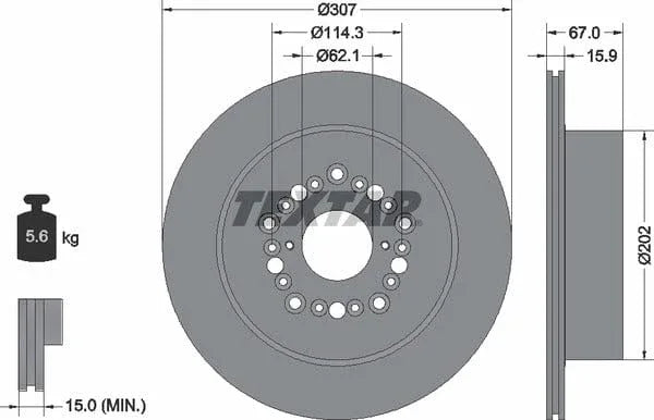 Textar Rear Brake Disc Vented 92150400 307mm - image 4