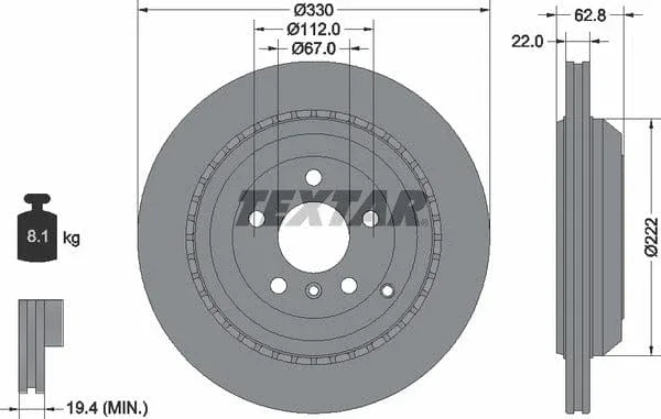 Textar Rear Brake Disc Pro Vented 92150903 330mm - image 4