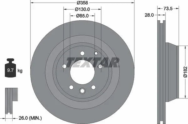 Textar Rear Brake Disc Pro Vented 92151403 358mm - image 4