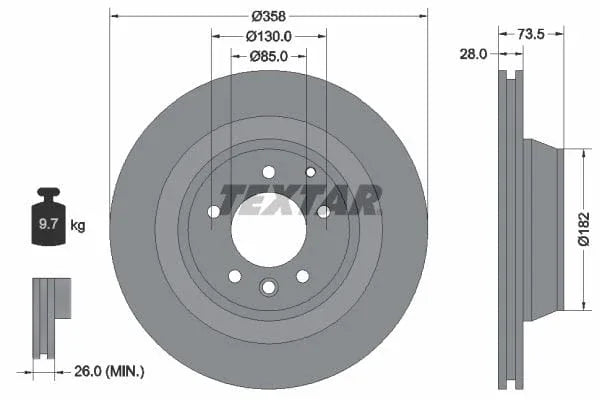 Textar Rear Brake Disc Pro Vented 92151403 358mm - image 3