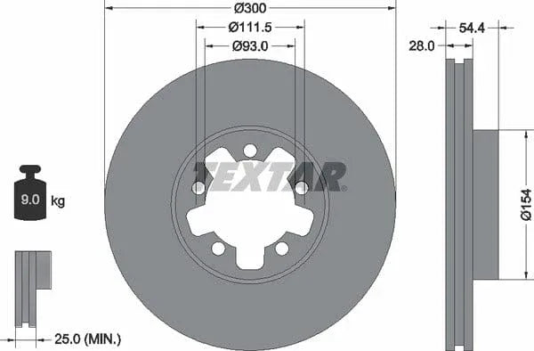 Textar Front Coated Brake Disc Pro Vented 92151903 300mm - image 4