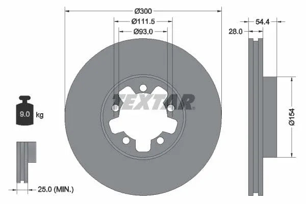 Textar Front Coated Brake Disc Pro Vented 92151903 300mm - image 3