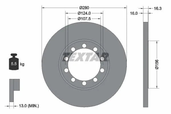 Textar Rear Brake Disc Pro Solid 92152003 280mm - image 3