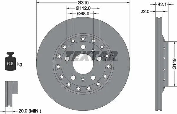 Textar Rear Brake Disc Pro Vented 92152303 310mm - image 4