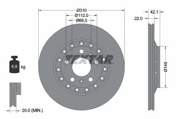 Textar Rear Brake Disc Pro Vented 92152303 310mm - image 3